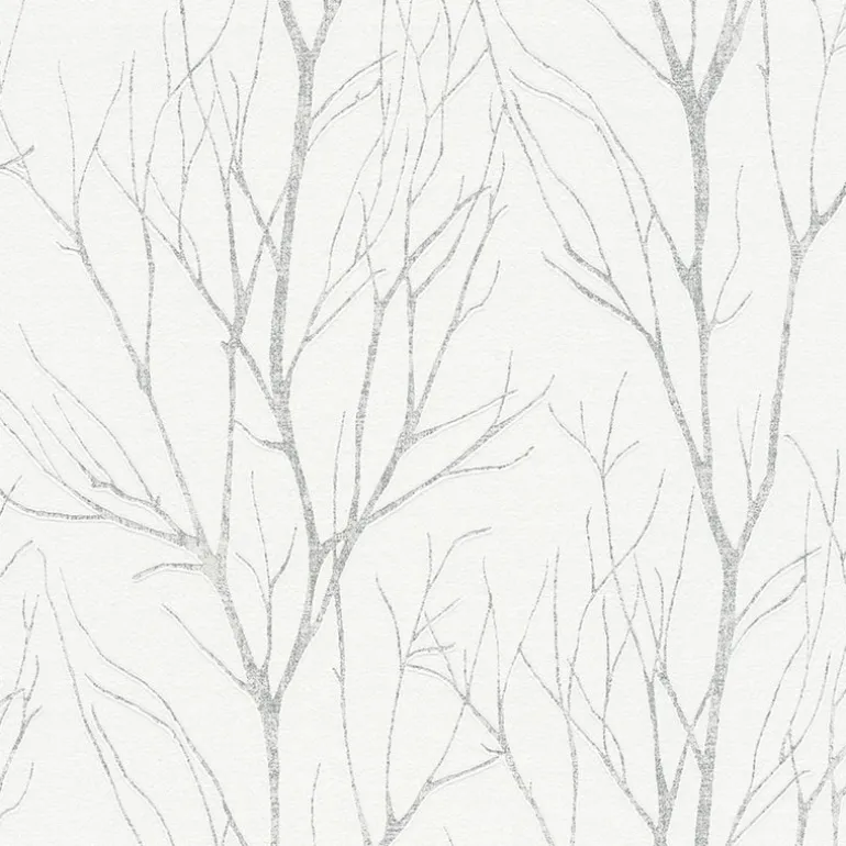 2979-37260-2 Diani White Metallic Tree Wallpaper