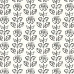 2904-13511 Dolly Dark Brown Folk Floral Wallpaper