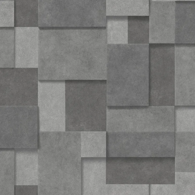 2896-25354 Duchamp Dark Grey Patchwork Metallic Wallpaper