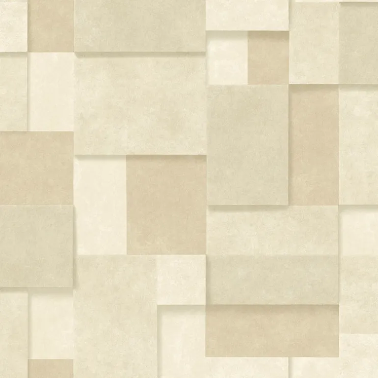 2896-25355 Duchamp Wheat Patchwork Metallic Wallpaper