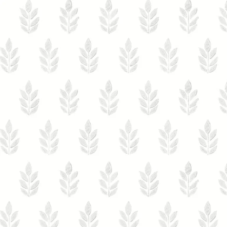 3122-11310 Ervic Light Grey Leaf Block Print Wallpaper