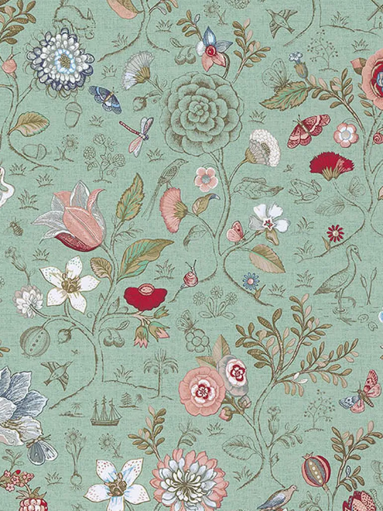 375002 Espen Turquoise Floral Wallpaper