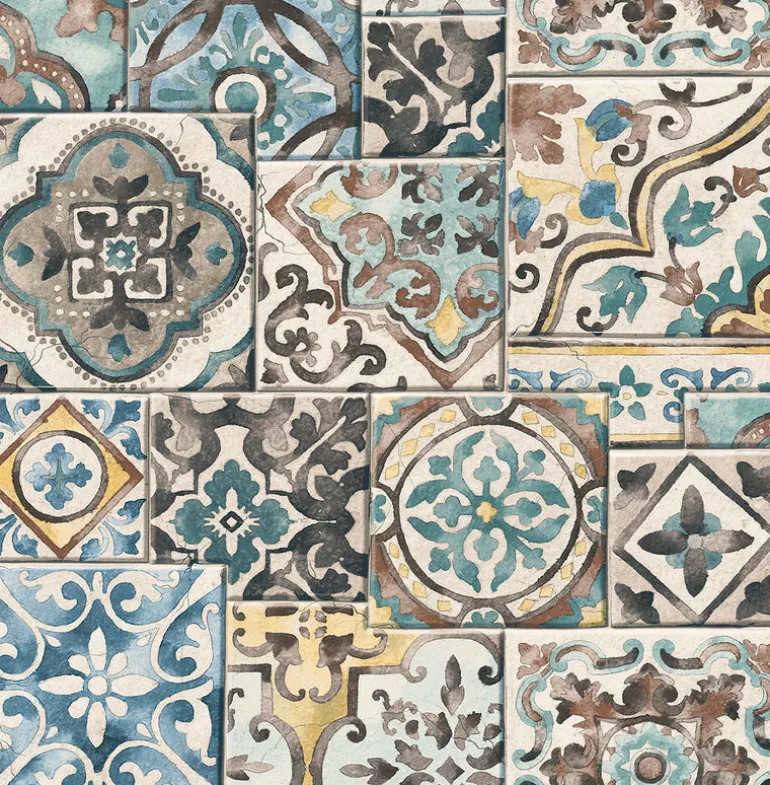 2922-22315 Estrada Blue Marrakesh Tiles Wallpaper