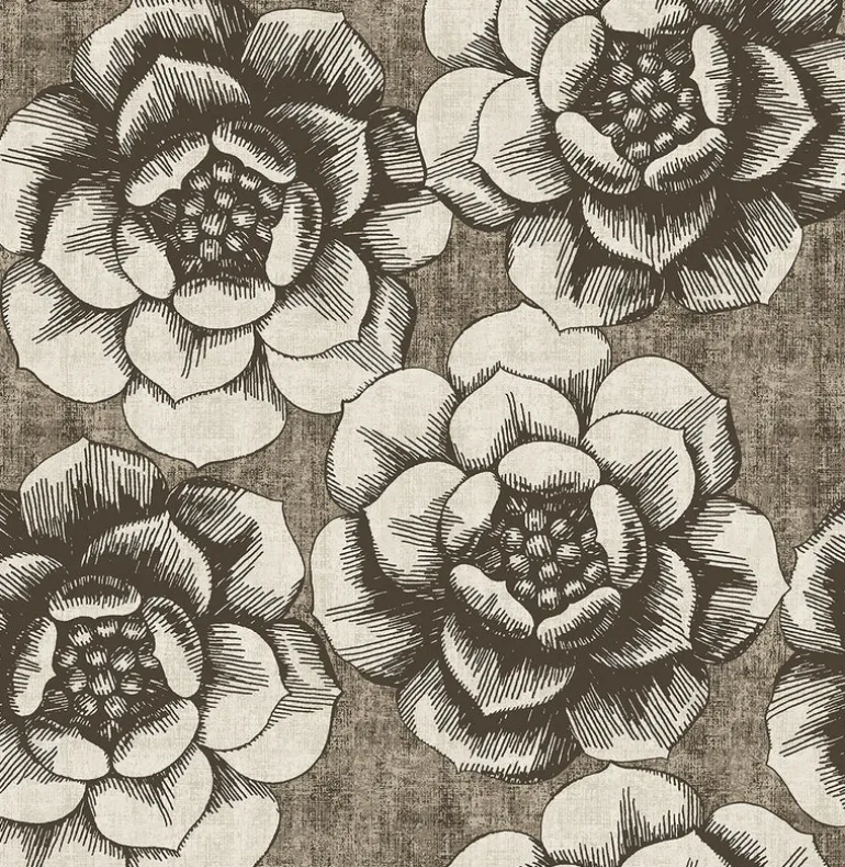 2763-24239 Fanciful Brown Floral Wallpaper