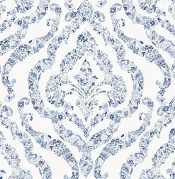 2901-25403 Featherton Blue Floral Damask Wallpaper