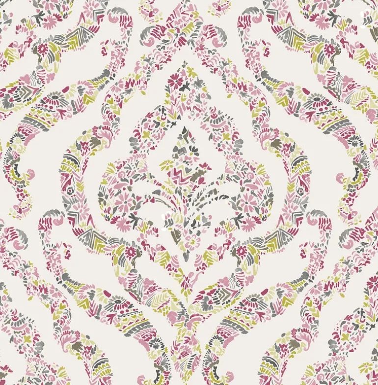 2901-25402 Featherton Pink Floral Damask Wallpaper