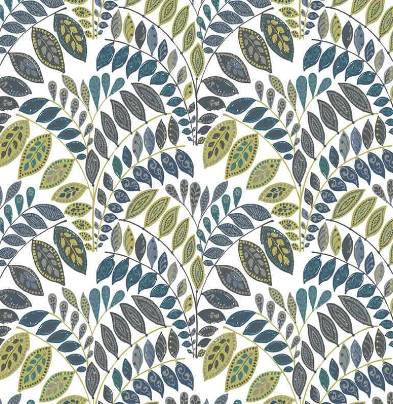 2821-25142 Fiddlehead Green Botanical Wallpaper