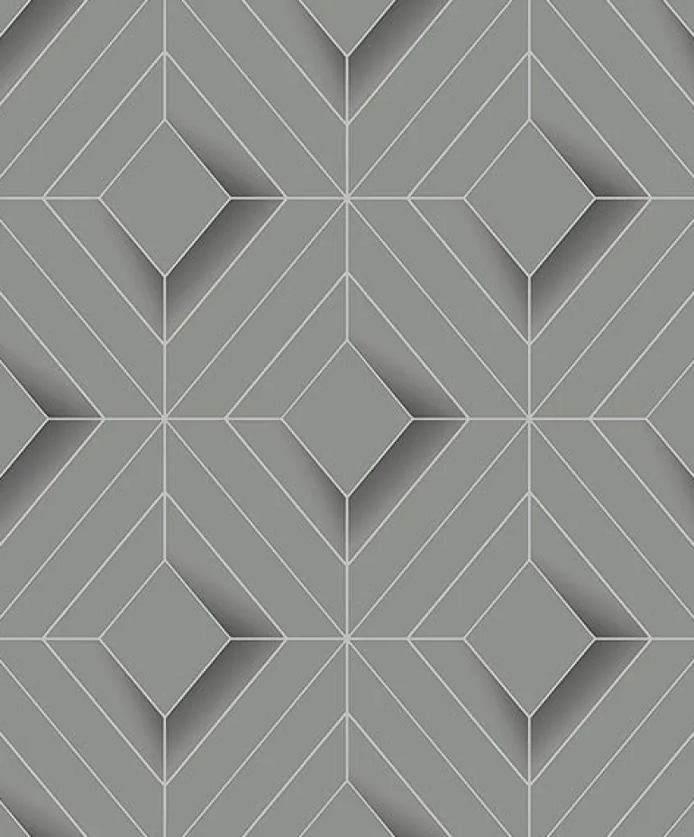 4020-61409 Filmore Grey Diamond Panes Wallpaper