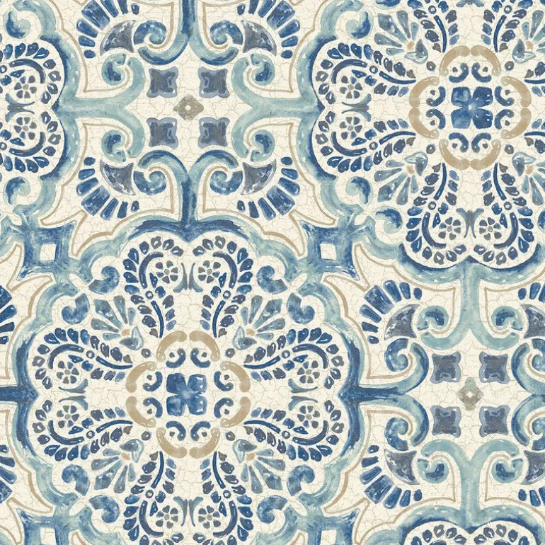 2540-24046 Florentine Blue Tile Wallpaper