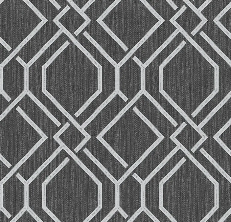 4025-82519 Frege Charcoal Trellis Wallpaper