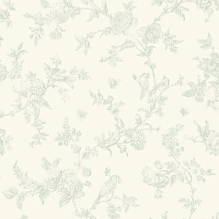 3119-02194 French Nightingale Sage Floral Scroll Wallpaper