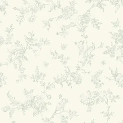 3123-02194 French Nightingale Seafoam Trail Wallpaper