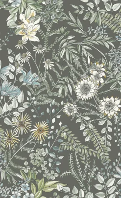 2821-12905 Full Bloom Taupe Floral Wallpaper