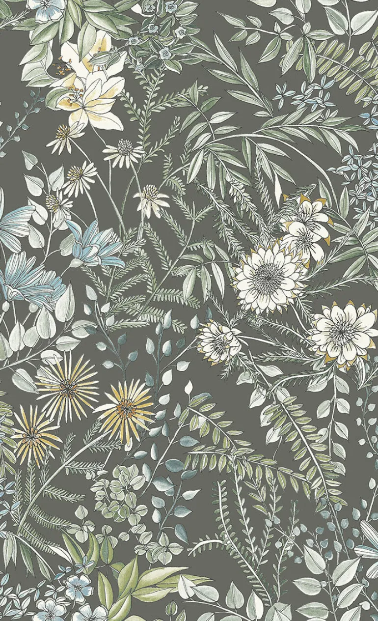 2821-12905 Full Bloom Taupe Floral Wallpaper