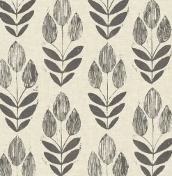 3123-24474 Garland Black Block Tulip Wallpaper