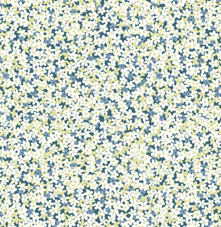 2901-25445 Giverny Blue Miniature Floral Wallpaper