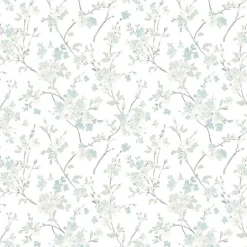 3122-10910 Glinda Aqua Floral Trail Wallpaper