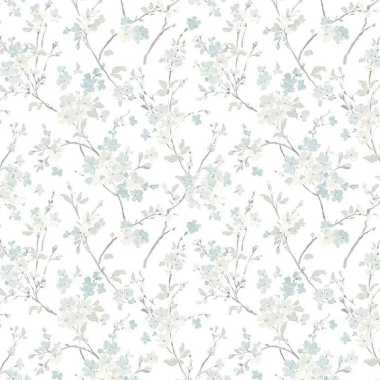 3122-10910 Glinda Aqua Floral Trail Wallpaper
