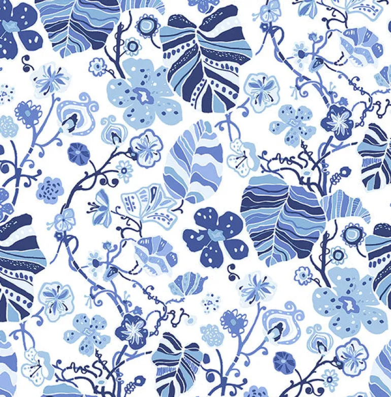 2903-25810 Gwyneth Indigo Floral Wallpaper