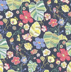 2903-25809 Gwyneth Navy Floral Wallpaper