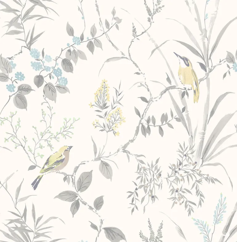 3123-24172 Imperial Garden Grey Botanical Wallpaper