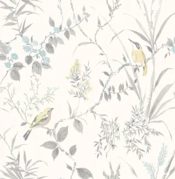 2904-24172 Imperial Garden Light Grey Botanical Wallpaper