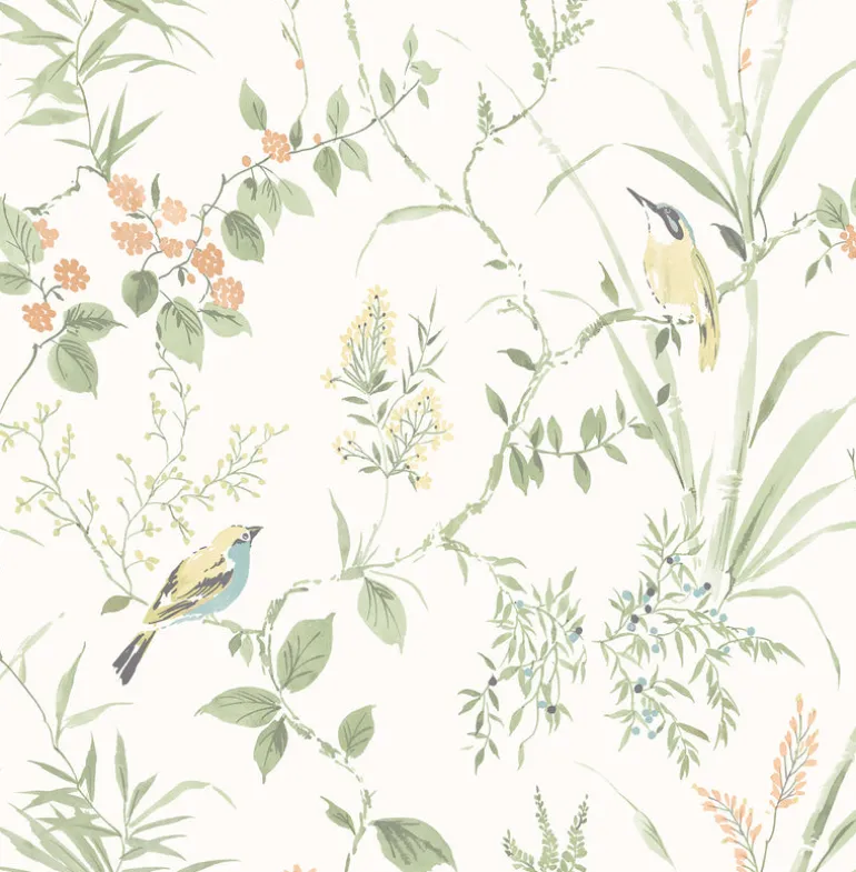 3117-24174 Imperial Garden Light Green Botanical Wallpaper