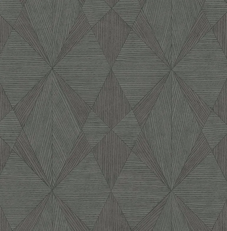 2908-25334 Intrinsic Dark Grey Geometric Wood Wallpaper