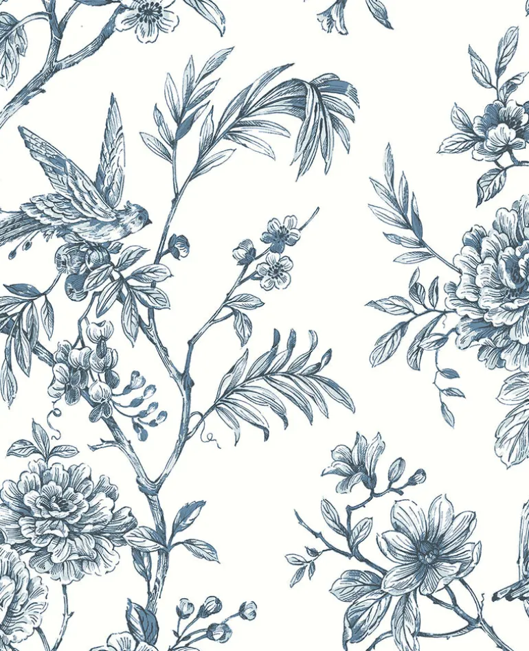2763-24235 Jessamine Blue Floral Trail Wallpaper