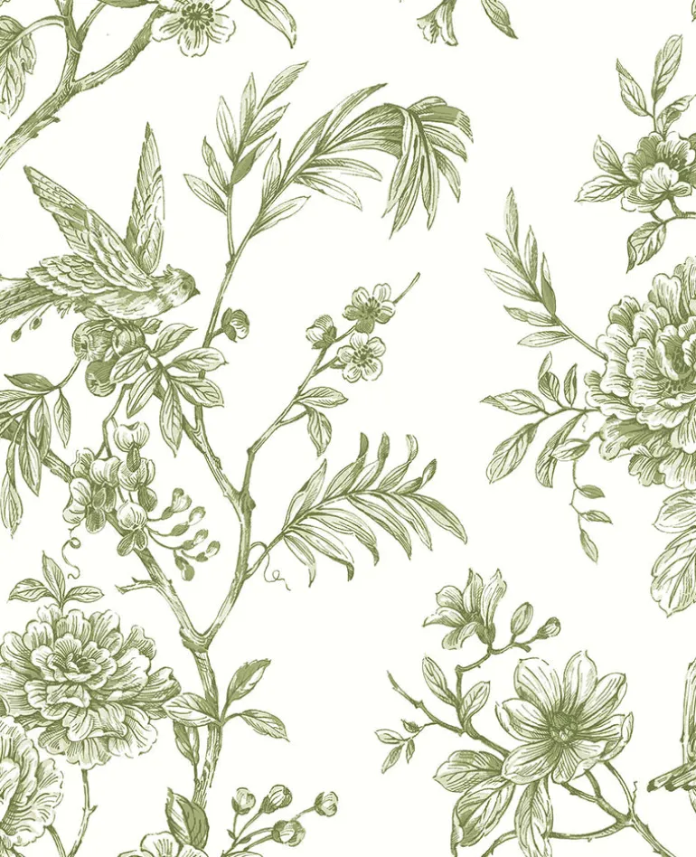 2763-24234 Jessamine Green Floral Trail Wallpaper