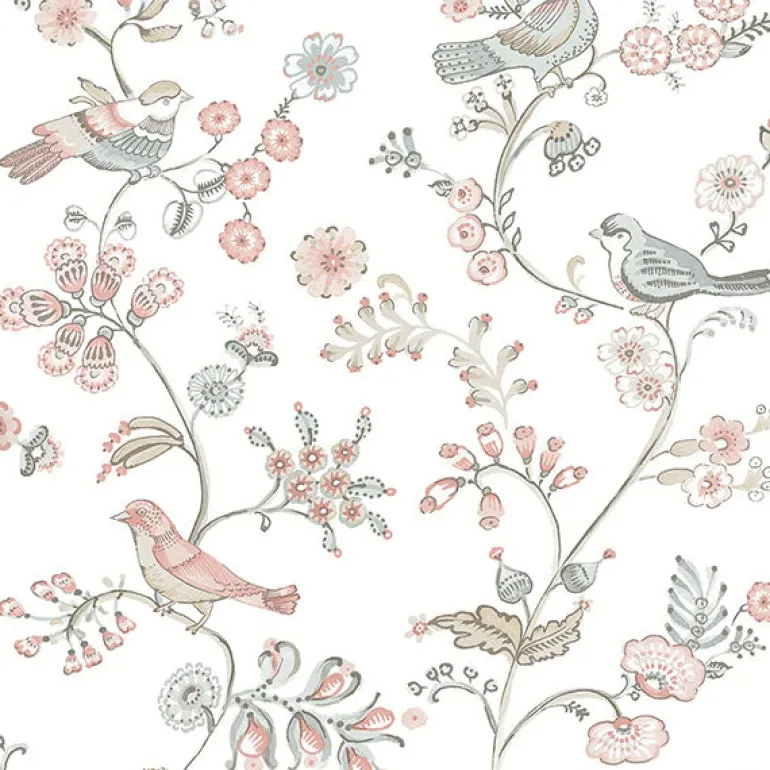 3122-10805 Jinjur Blush Bird Trail Wallpaper