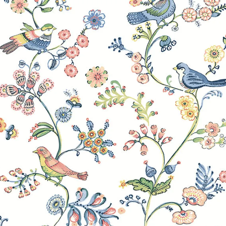 3122-10801 Jinjur Multicolor Bird Trail Wallpaper