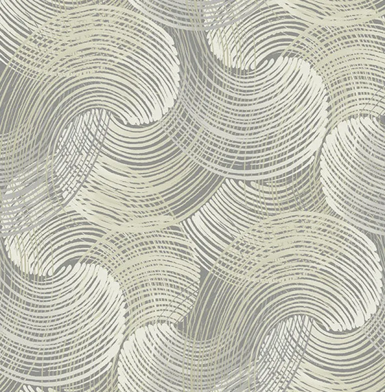 2964-25906 Karson Grey Swirling Geometric Wallpaper