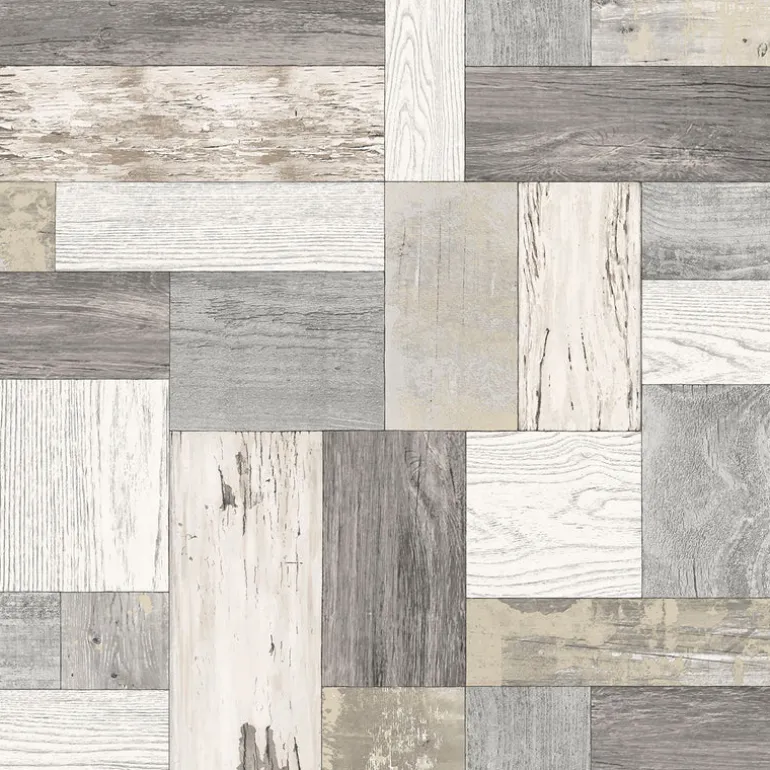 2922-25383 Keaton Neutral Distressed Wood Wallpaper