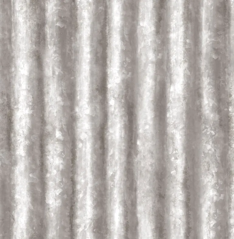 2922-22336 Kirkland Silver Corrugated Metal Wallpaper