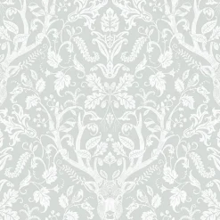 3118-12702 Kiwassa Grey Antler Damask Wallpaper