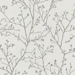 4019-86453 Koura Silver Budding Branches Wallpaper