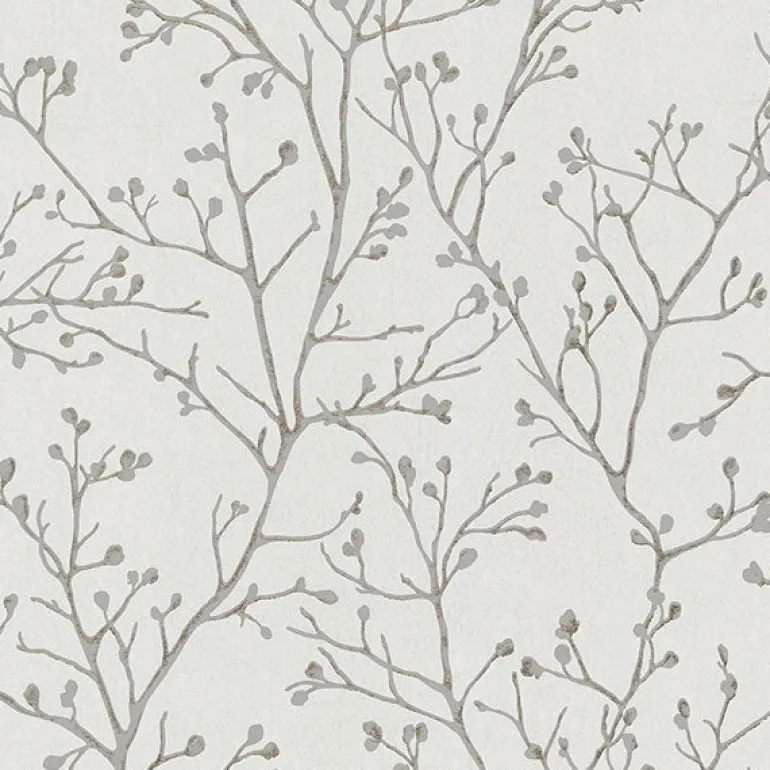 4019-86453 Koura Silver Budding Branches Wallpaper