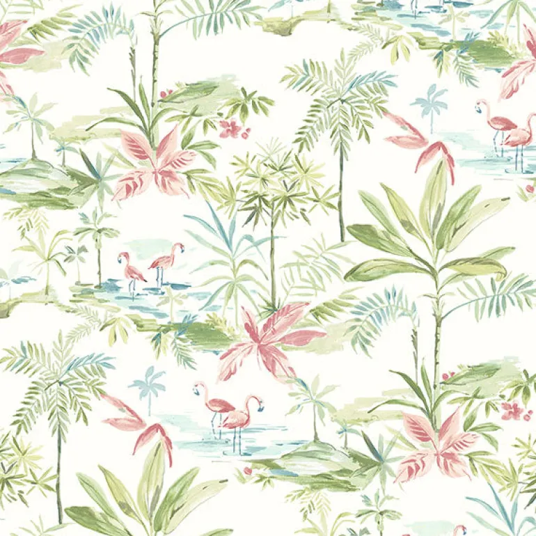 3120-12071 Lagoon Green Scenic Island Wallpaper