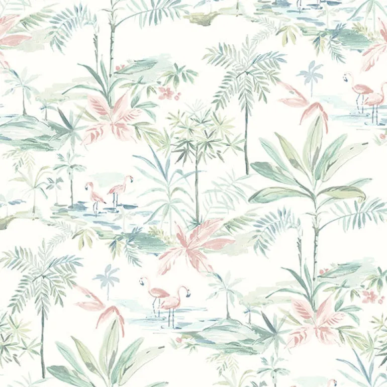 3120-12075 Lagoon Teal Scenic Island Wallpaper
