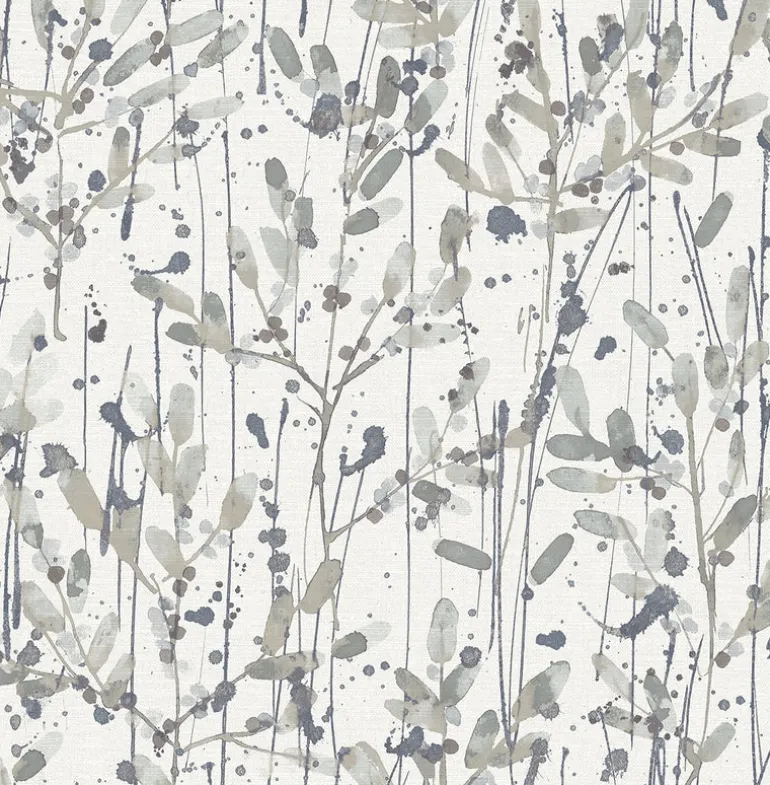 2975-26238 Leandra Grey Floral Trail Wallpaper