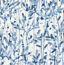 2975-26237 Leandra Indigo Floral Trail Wallpaper