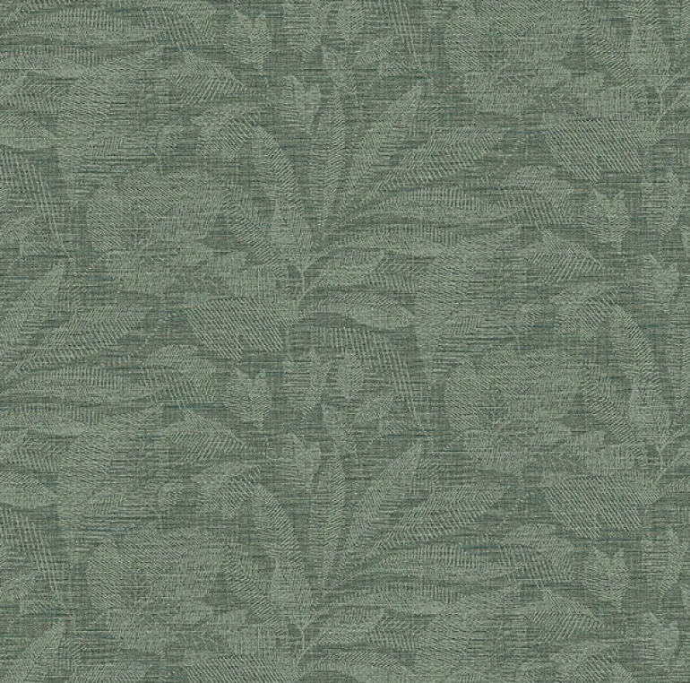 2971-86154 Lei Green Etched Leaves Wallpaper