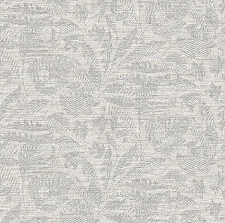 2971-86152 Lei Silver Etched Leaves Wallpaper