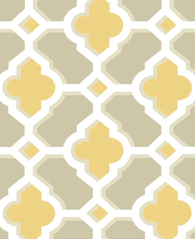 2744-24124 Lido Mustard Quatrefoil Wallpaper
