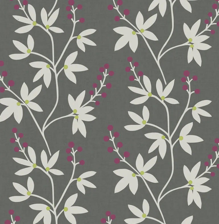2901-25439 Linnea Elsa Dark Brown Botanical Trail Wallpaper