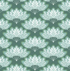 2861-25753 Lotus Grey Floral Fans Wallpaper