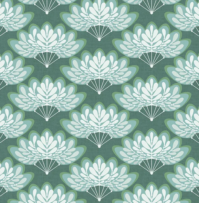2861-25753 Lotus Grey Floral Fans Wallpaper