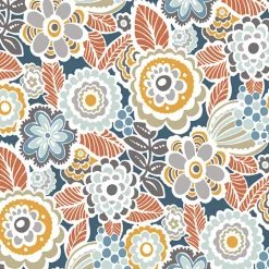 2903-25866 Lucy Navy Floral Wallpaper