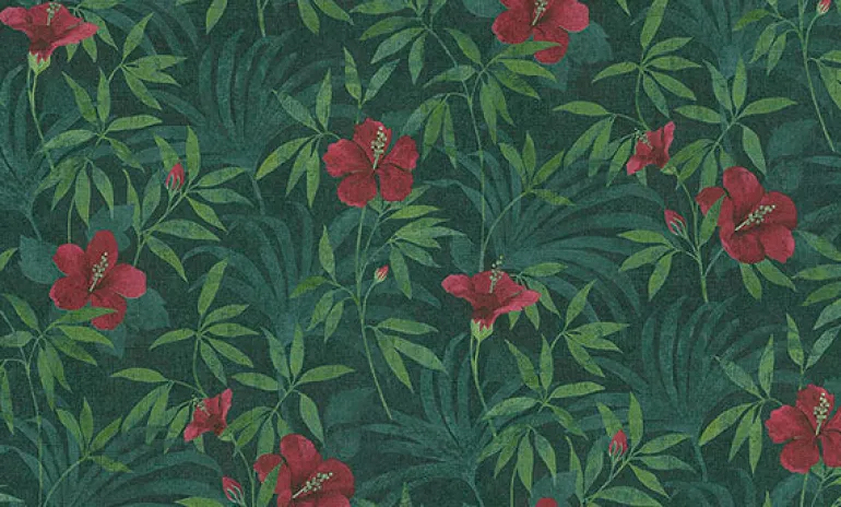 4044-38028-1 Malecon Green Floral Wallpaper